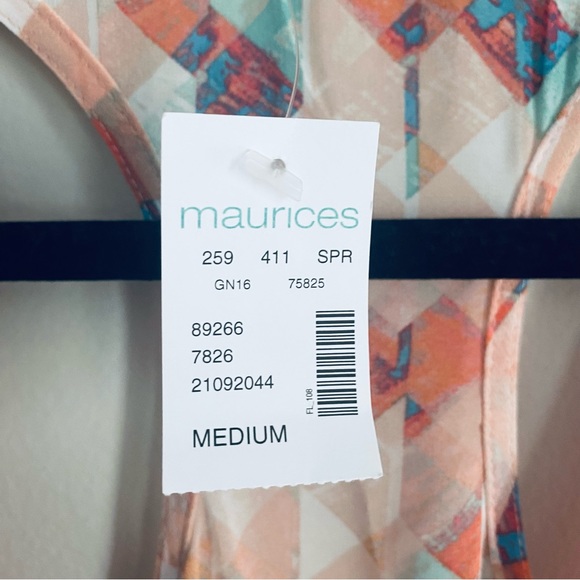 Maurices Women's Flowy Peach Pink Graphic Racer Back Tank Top Size Medium NWT - Picture 5 of 7